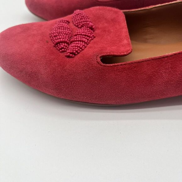 Red Suede Flats with Lip Embroidery‎ from & Other Stories Women's Size 40 - Picture 5 of 16